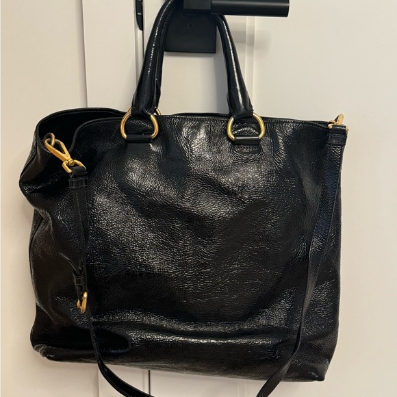 Prada Crinkle Leather Tote top Handle Bag - Picture 3 of 9